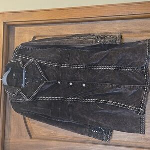 Vintage Ethyl Long Embellished Corduroy Jacket